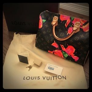 Louis Vuitton lmtd ed roses Sprouse Speedy 30 bag